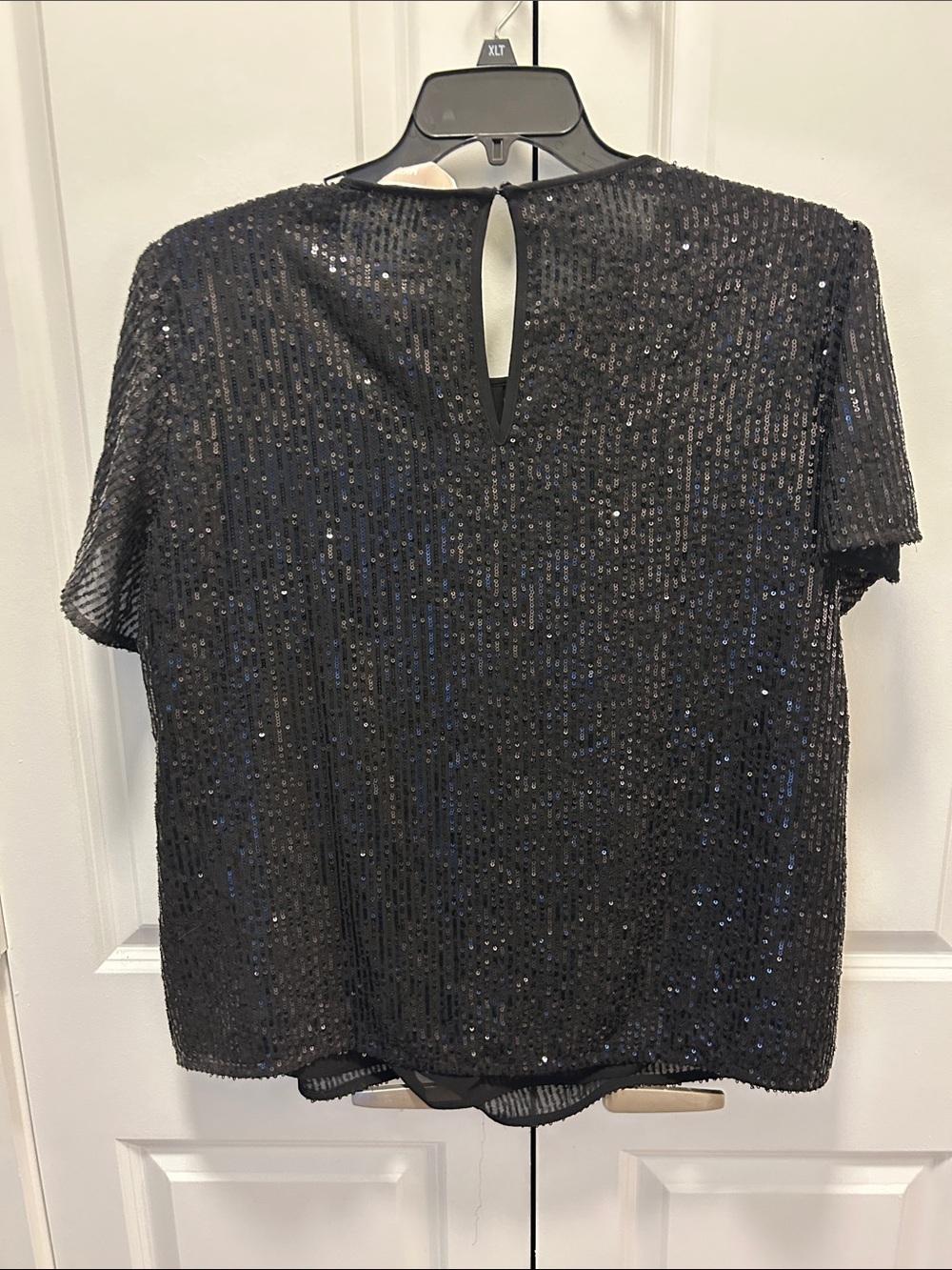 Michael Kors Black Sequin Flutter Sleeve Blouse - Picture 3 of 3